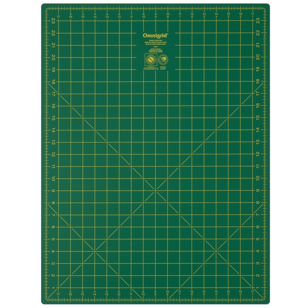 Omnigrid 18" x 24" Double Sided Cutting Mat: Large Vinyl Rotary Sewing Mat, Green Craft Mat