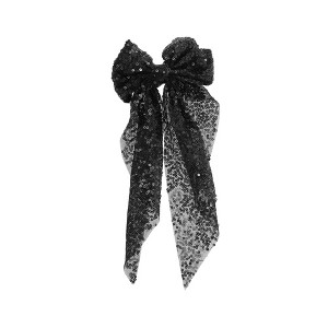 Unique Bargains Fashion Sequin Bow Mesh Ribbon Spring Hair Clips 1 Pc - 1 of 4