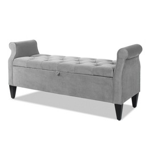 NicBex Modern 57.5" Storage Bench Wood Accent Stools with Tufted Top and Rolling Arms for Bedroom and Entryway - 1 of 4