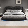 CAVINAS Modern Queen Size Bed Frame, Faux Leather Upholstered Platform Bed Frame with LED Light and Adjustable Headboard - 3 of 4