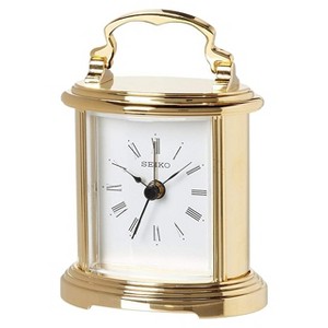 Seiko 4" Peyton Carriage Alarm Clock - Gold - 1 of 4