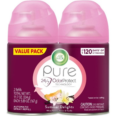 Air Wick Freshmatic Ultra - Twin Refill Essential Oils Summer Delights (White Flowers/Melon/Vanilla) - 11.7oz/2ct