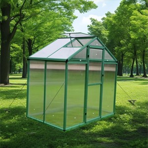 CAVINAS 6x8 ft Polycarbonate Greenhouse with Raised Base and Anchor Aluminum Heavy Duty Walk-in Greenhouses for Backyard - 1 of 4