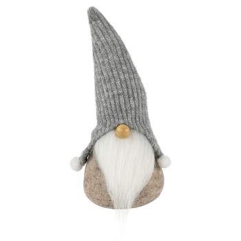 Northlight 9" Beige and Gray Gnome with Knitted Hat Christmas Figure