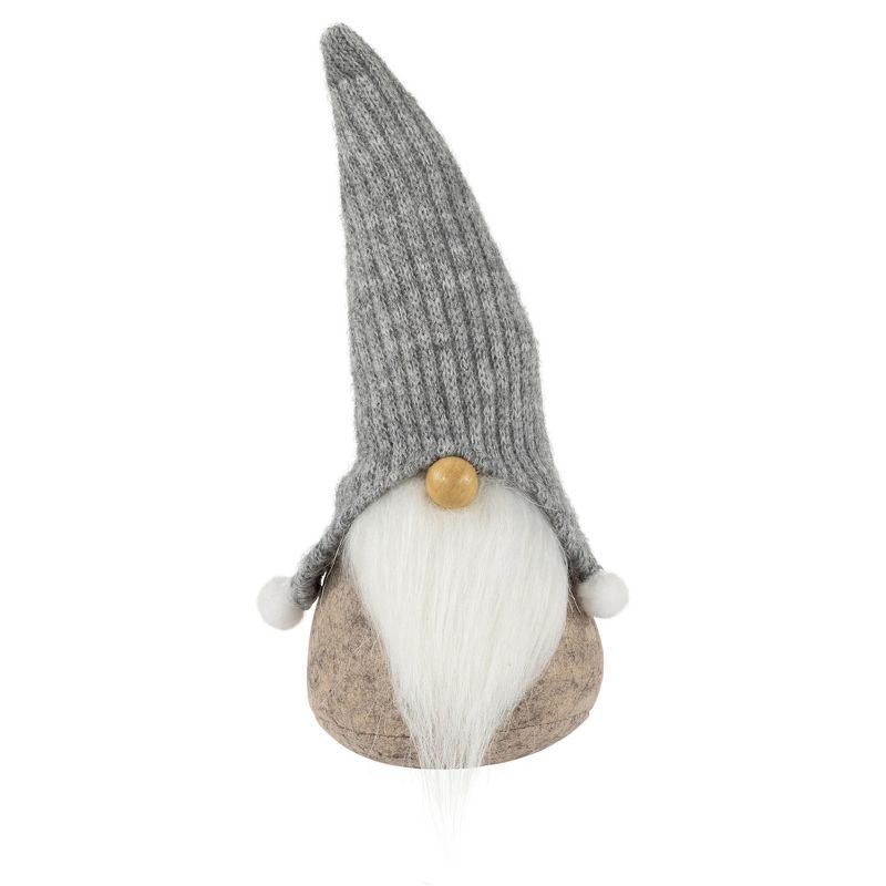 Northlight 9" Beige and Gray Gnome with Knitted Hat Christmas Figure, 1 of 6