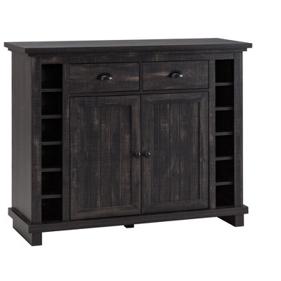 Home Source Charcoal Bar Cabinet with Stem Glass Placement