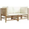 vidaXL Patio Corner Sofas Set - Bamboo Furniture with Cream White Cushions, Natural Oil Finish, Modular Design, Outdoor Lounge Set, Easy to Assemble - 3 of 4
