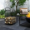 HOMCOM Firewood Rack, Indoor Outdoor Wood Holder with Tools for Fireplace, Wood Stove, Hearth or Fire Pit, Includes Poker, Tongs, Broom, Shovel, Black - 2 of 4