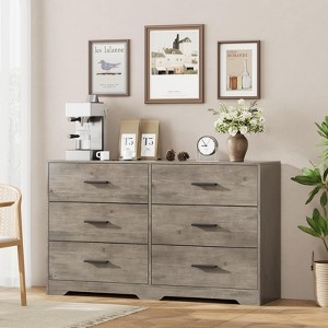 Chest of Drawers with 6 Drawers, Modern Drawer Dresser Durable Structure with Deep Drawers,Anti-Tipping Device for Home,Office, Living Room - 1 of 4