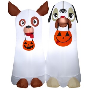 Gemmy Airblown Inflatable Ghost Dog Duo Scene, 5 ft Tall, Multicolored - 1 of 4
