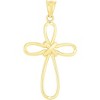 14k Yellow Gold 1.6" Wire Knotted Cross Charm Pendant with optional Adjustable Chain Necklace - 4 of 4