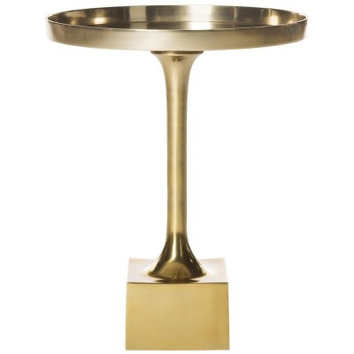 Corvus 16" Antique Brass Round Metal Side Table