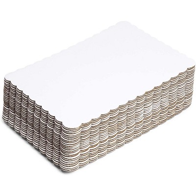 Sparkle and Bash 25 Pack White Foil Cake Boards, Scalloped Rectangle Dessert Base (14 x 10 In)