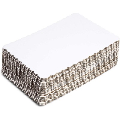 Sparkle and Bash 25 Pack White Foil Cake Boards, Scalloped Rectangle Dessert Base (14" x 10")