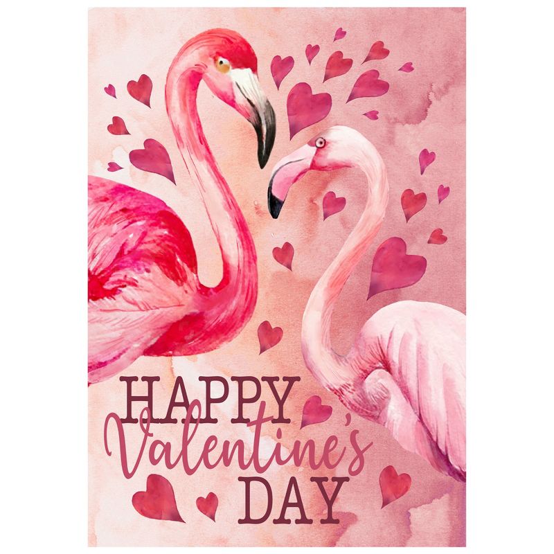 Northlight Happy Valentine's Day Flamingo Outdoor Garden Flag 18" x 12.5", 1 of 4