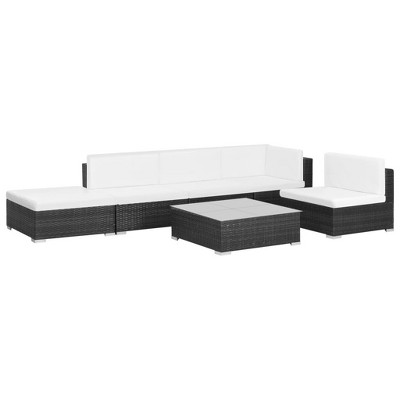 vidaXL Patio Sofa Set Set of 6 Black, Cream White