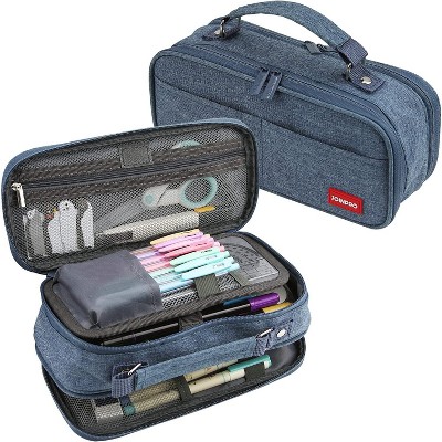 Fmeida Pencil Case, Large Capacity Pencil Case Organizer; Double Zipper Storage Bag Black