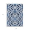 Navy Blue Ivory And Gray Floral Medallion Washable Indoor Outdoor Area Rug - 3 of 4