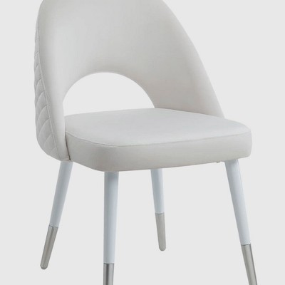 Zemirah White Velvet Upholstered Side Chair with Metal Legs