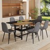 7-Piece Dining Set with Storage Space, Rectangular Table and 6 Linen Fabric Chairs - 2 of 4