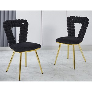 Set of 2 Office Chair with Steel Frame,Modern Fabric Upholstered Armless Chair,Accent Chair for Living Room or Bedroom-Cuddlewood - 1 of 4