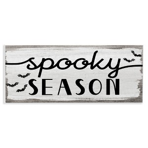 Stupell Industries Spooky Season Sign Black Bats Halloween Phrase Wall Plaque Art - 1 of 4
