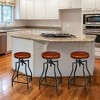 eHemco Industrial Adjustable Swivel Metal Kitchen Counter stool with Wood Veneer Seat, Rustic Brown and Black, Set of 3 - 2 of 4