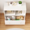 Kids Toy Storage Organizer Low Bookshelf for Nursery & Playroom, Wooden Kids Cabinet for Books and Toys, White - 3 of 4
