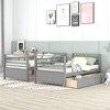NicBex Twin over Twin Bunk Bed Convertible Pine Bed Frame with 2 Drawers, Full Length Guardrail and Inclined Ladder, No Box Spring Required - 2 of 4