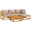 vidaXL Patio Furniture Set - 5 Piece Sectional Sofa with Taupe Cushions, Solid Acacia Wood for Garden, Patio, Deck Lounge, 122.14 Pounds - 3 of 4