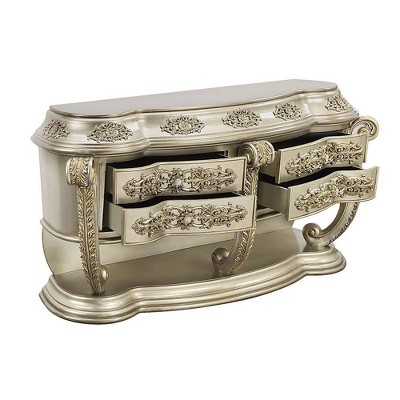 77" Champagne and Gold Ornate Dining Cabinet