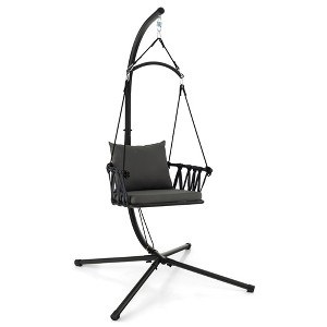 Tangkula Swing Chair w/ Stand Patio Hanging Swing Chair w/ Comfortable Seat & Back Cushions - 1 of 4