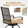DOMETOUR Outdoor Living Swivels Bar Stools, Outdoor Bistro Set for Garden Balcony Backyard Deck, High Bar Chairs with Seat Cushion,Khaki(2 Chairs) - 2 of 4
