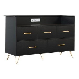 Dresser for Bedroom with 5 Drawers, 47 in Wide Chest of Drawers with Charging Station - 1 of 4