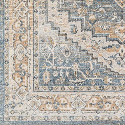 Emmett Navy Blue and Beige Hand-knotted Synthetic Fur Rug 7'10" x 10'2"