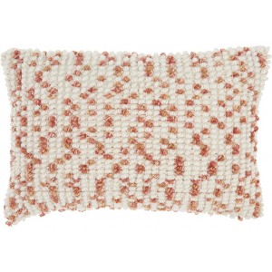 HomeRoots 14" X 20" Coral and Beige Ribbed Indoor Outdoor Throw Pillow With Texture - 1 of 4