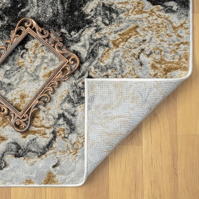 Smoke Marble Swirl Abstract 5' x 7' Synthetic Area Rug