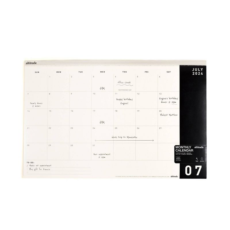 Altitude 2024-25 Monthly Desk Calendar 11&#34;x17&#34; Black and White, 2 of 7