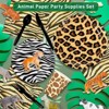 DYLIVeS 168pcs Zoo Animal Print Birthday Party Decorations,Leopard Print Dinner Plates Zebra Dessert Plates Tiger Napkins Giraffe Cups - 4 of 4