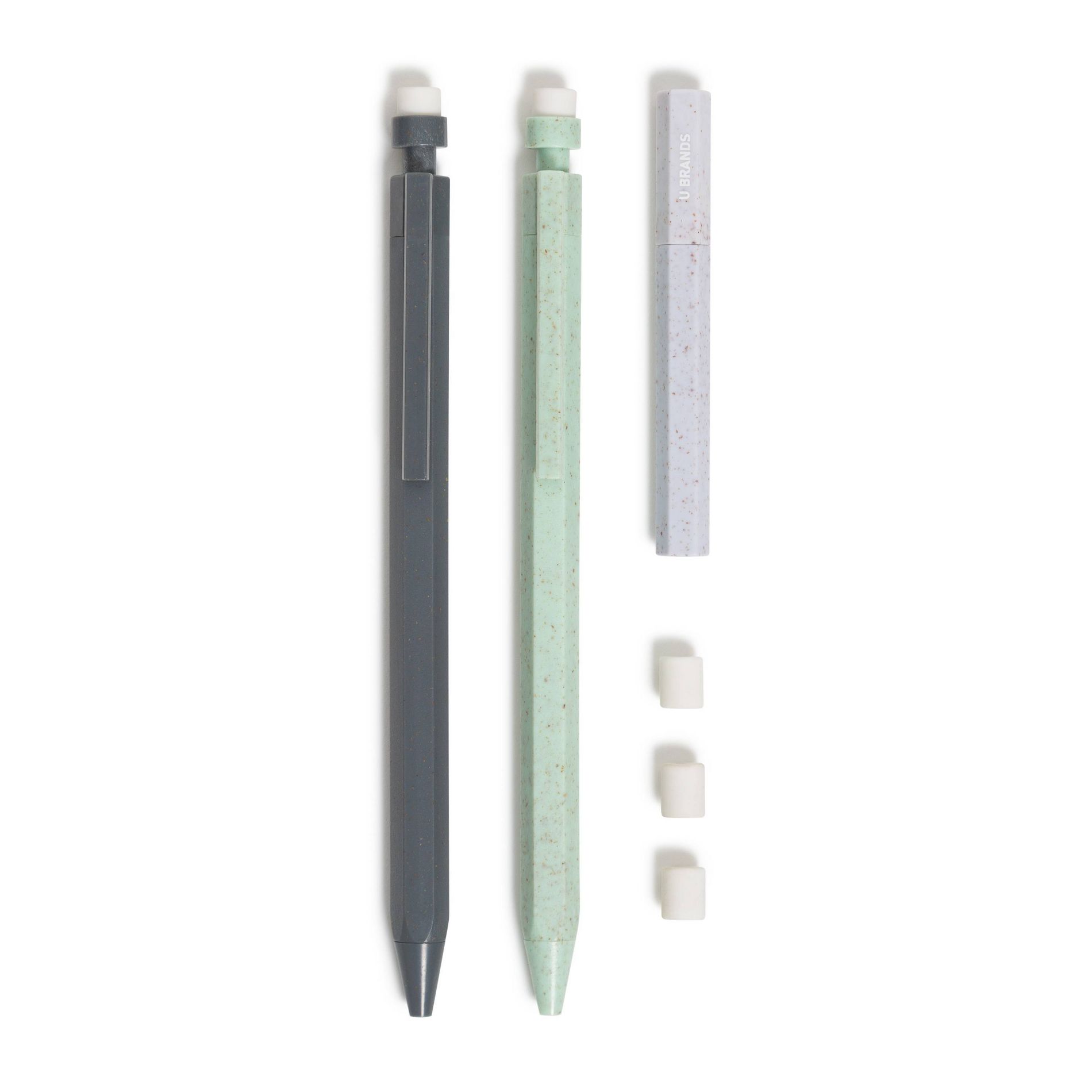 U Brands U-Eco 2pk Mechanical Pencils Speckled Hex with Refill: 0.7mm Cute Aesthetic Erasable Stationery, Ages 14+