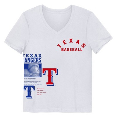 MLB Texas Rangers Girls' White V-Neck T-Shirt