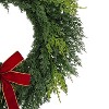 Puleo 22" Artificial PE Cypress Christmas Wreath with Red and Gold Bow - 4 of 4
