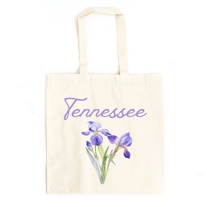 City Creek Prints Tennessee Flower Colorful Canvas Tote Bag - 15x16 - Natural - 1 of 2