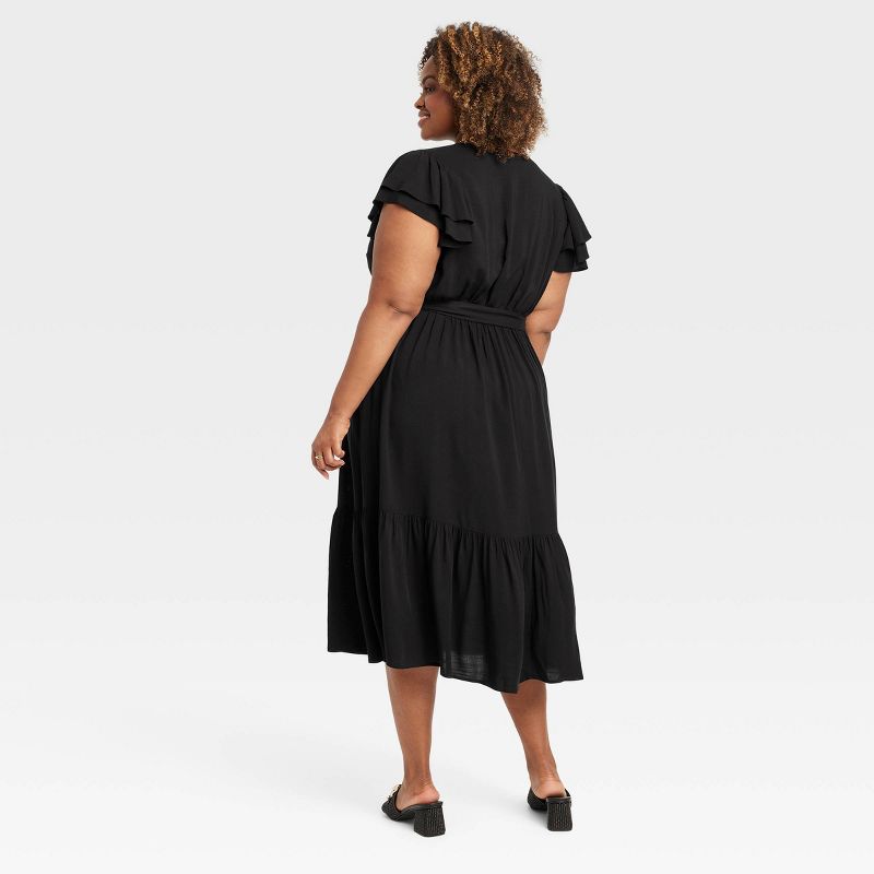 Women's Flutter Short Sleeve Tiered Midi Wrap Dress - Ava & Viv™, 2 of 4