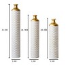 AENKYO Set of 3 Metal Tall Floor Vases, Gold Geometric Cylinder Vases with Vine Patterns -  for Living Room & Home Decor - 25"/29"/34" Height - 3 of 4
