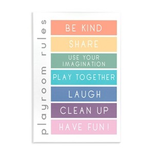 Stupell Industries 20"x16" Bold List of Playroom Rules Kids' Rainbow Stripes Wall Art Unframed - 1 of 4