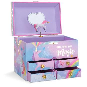 Kids Musical Jewelry Box with Big Drawer and zirconia stones Jewelry Set  with Spinning Unicorn and Glitter Rainbow Butterfly Design - Beautiful  Dream Tune Purple - Yahoo Shopping