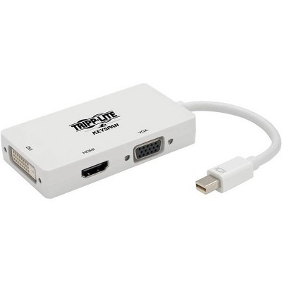 Tripp Lite Mini DisplayPort 1.2 to VGA/DVI/HDMI Adapter Converter 4K White mDP to VGA / DVI / HDMI 6in