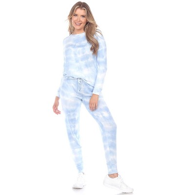 Women s 2 Piece Lounge Set Blue Tiedye X Large White Mark Target