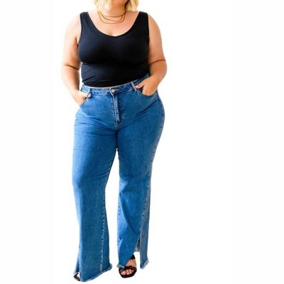 Women's High Rise Split Hem Straight Jeans - Judy Blue